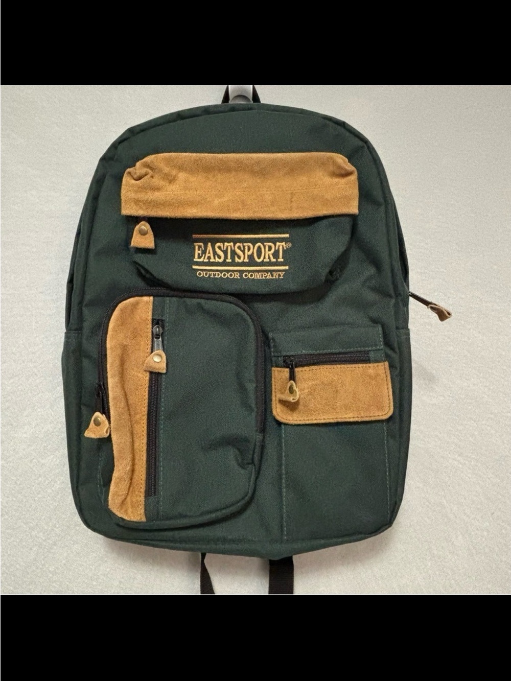 Vintage 90’s EastSport Outdoor Company Green Canvas w/Tan Suede Backpack